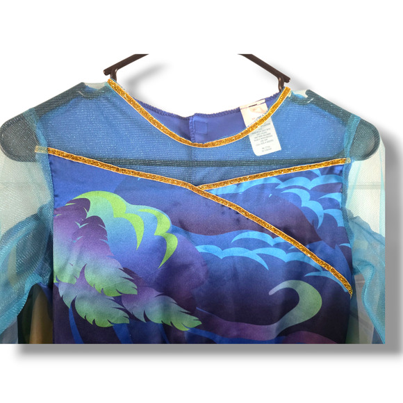 Girls Posh Peacock Costume Sz L 10/12 Jumpsuit Headpiece Hyde And Eek Halloween - Picture 2 of 11